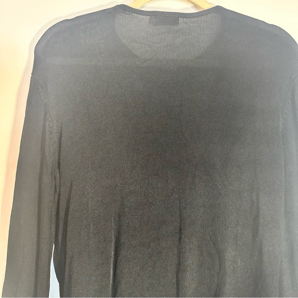 Lilly‎ Black Embroidered Floral Button Front Cardigan Sweater M - Picture 13 of 16